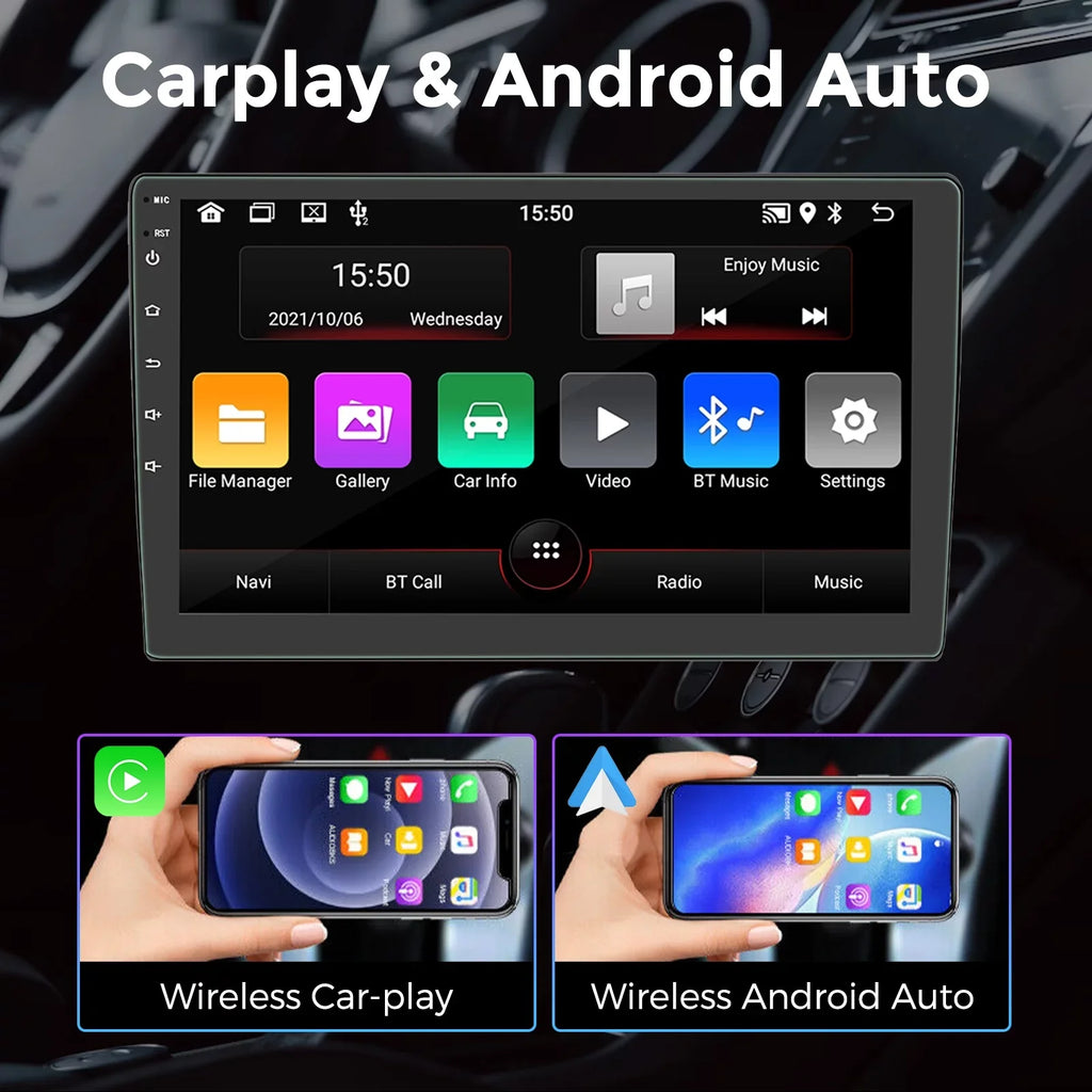 Double Din Car Stereo Radio 10'' Touch Screen Carplay Universal Car Multimedia Player with Bluetooth  Radio Receiver Mirror Link（1+16G）