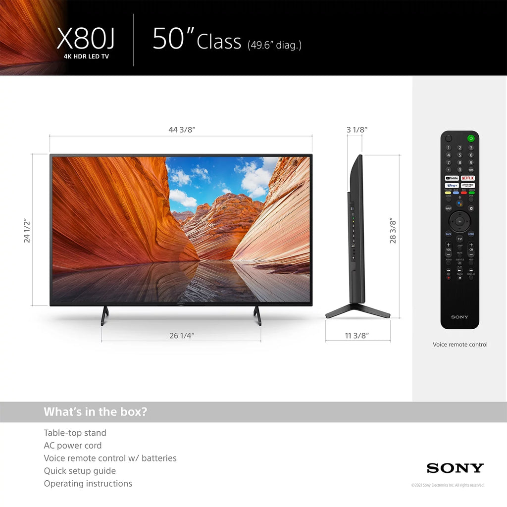 Restored Sony 50" Class 4K  (2160p)  Google Smart   X80J Series KD50X80J (Refurbished)
