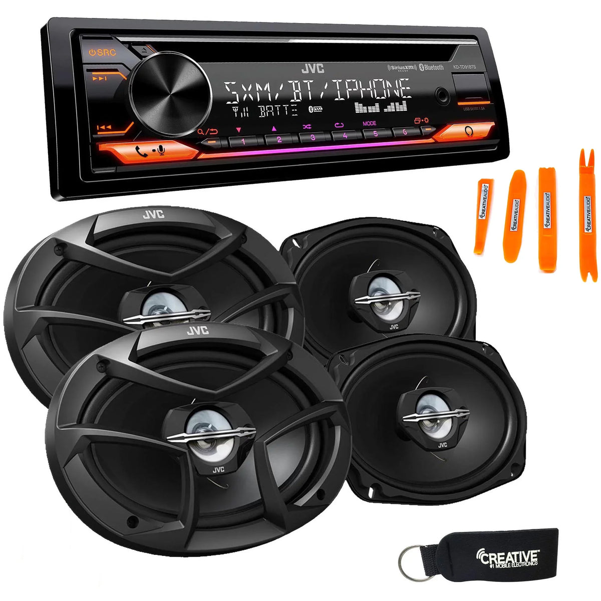'-TD91BTS -  Receiver w/ Bluetooth, Front , , Amazon Alexa, SirusXM Ready + Two Pairs Of  6x9" Speakers