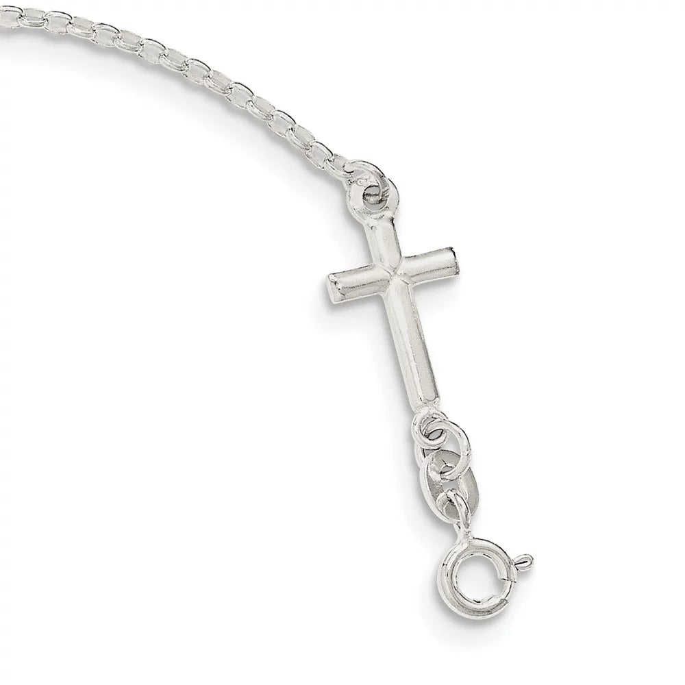 Auriga 925 Sterling Silver Enamel  and Cross Bracelet 7.5inch for Women