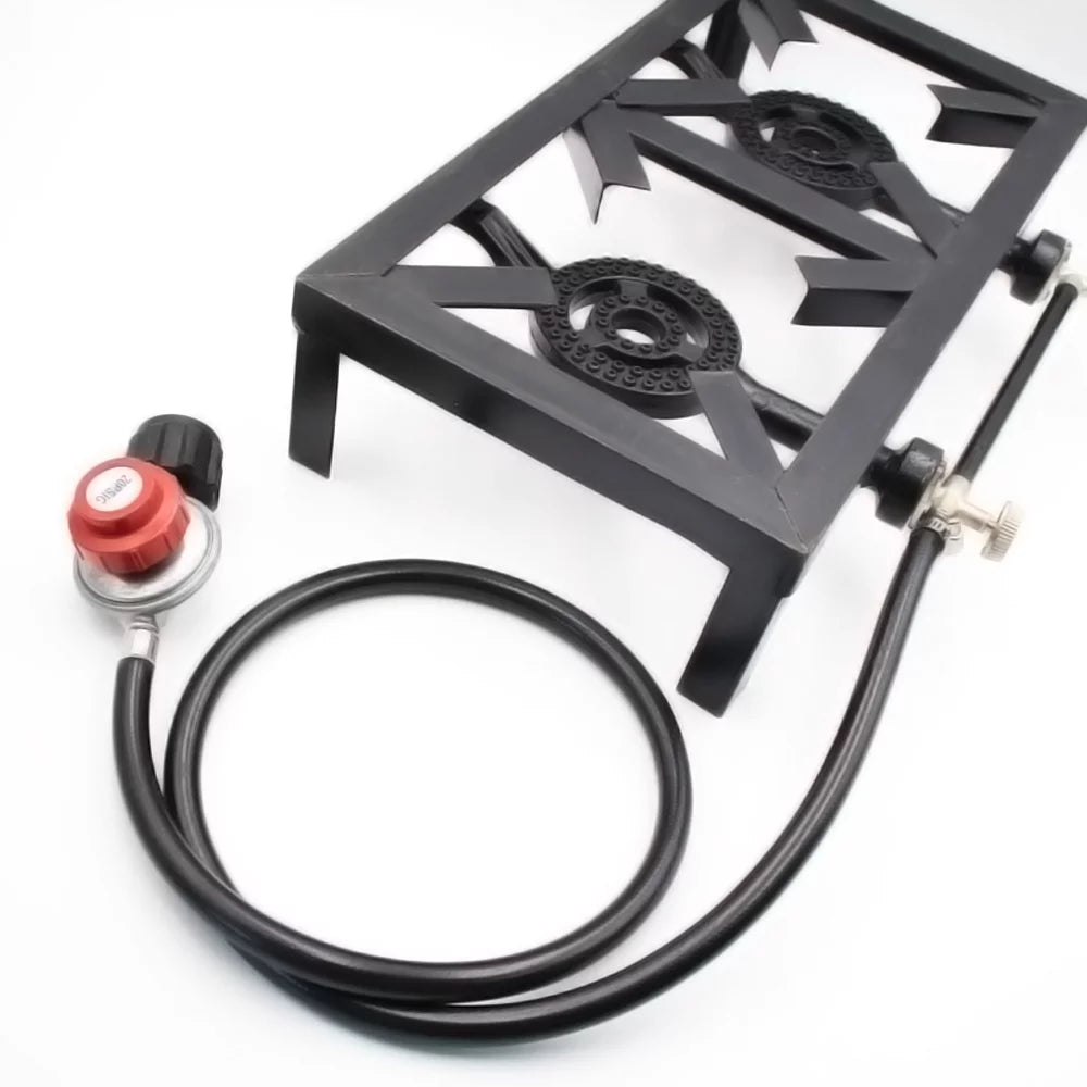 walmeck Propane Gas Double Cast Iron Stove for Patio Camping  Cooking ( Standard)