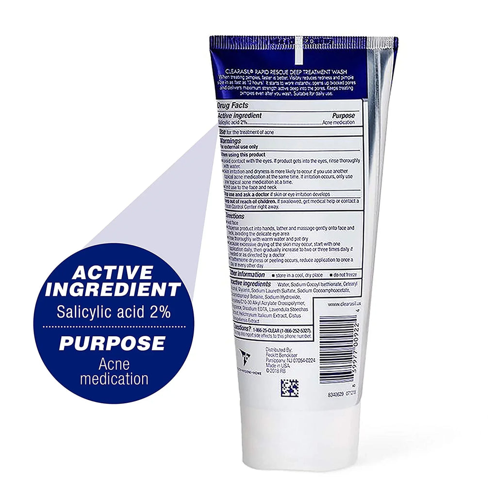 3 Pack Clearasil Rapid Rescue Deep Treatment Wash, 6.78 Each
