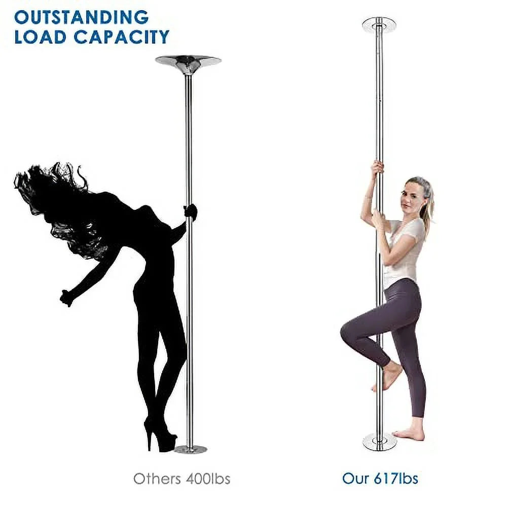 9.25  Portable Dance Pole Kit Static Spinning Pole Dancing Pole Strip Poles for Home Removable 45mm Dance Pole Gym Party Club Exercise Fitness Silver/Black/Colorful/Gold, Max Load 1102 Lbs