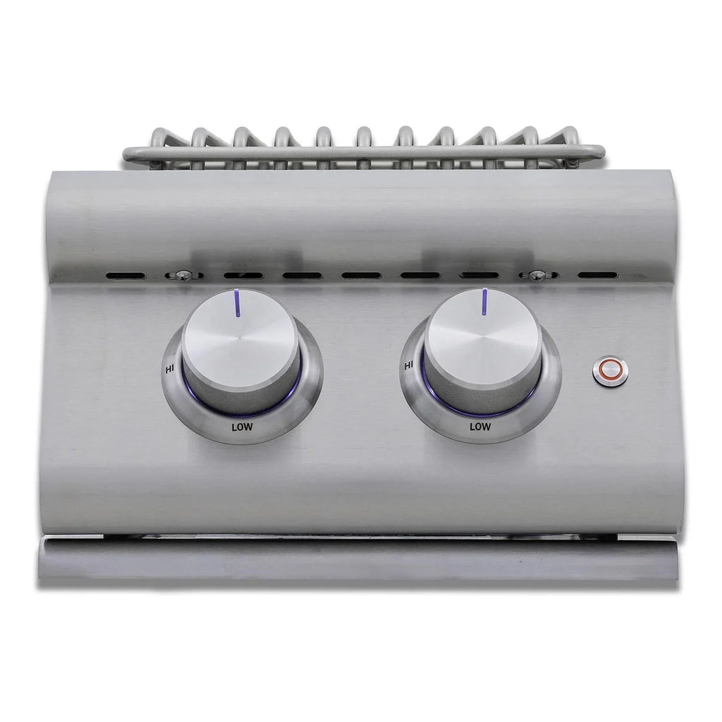 Blaze Premium + Natural Gas Stainless Steel Double Side Burner W/ Lid - -SB2-LTE3-