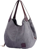 Women Canvas Hobo Purse Multi Pocket Handbags Shoulder Bags Totes Purses