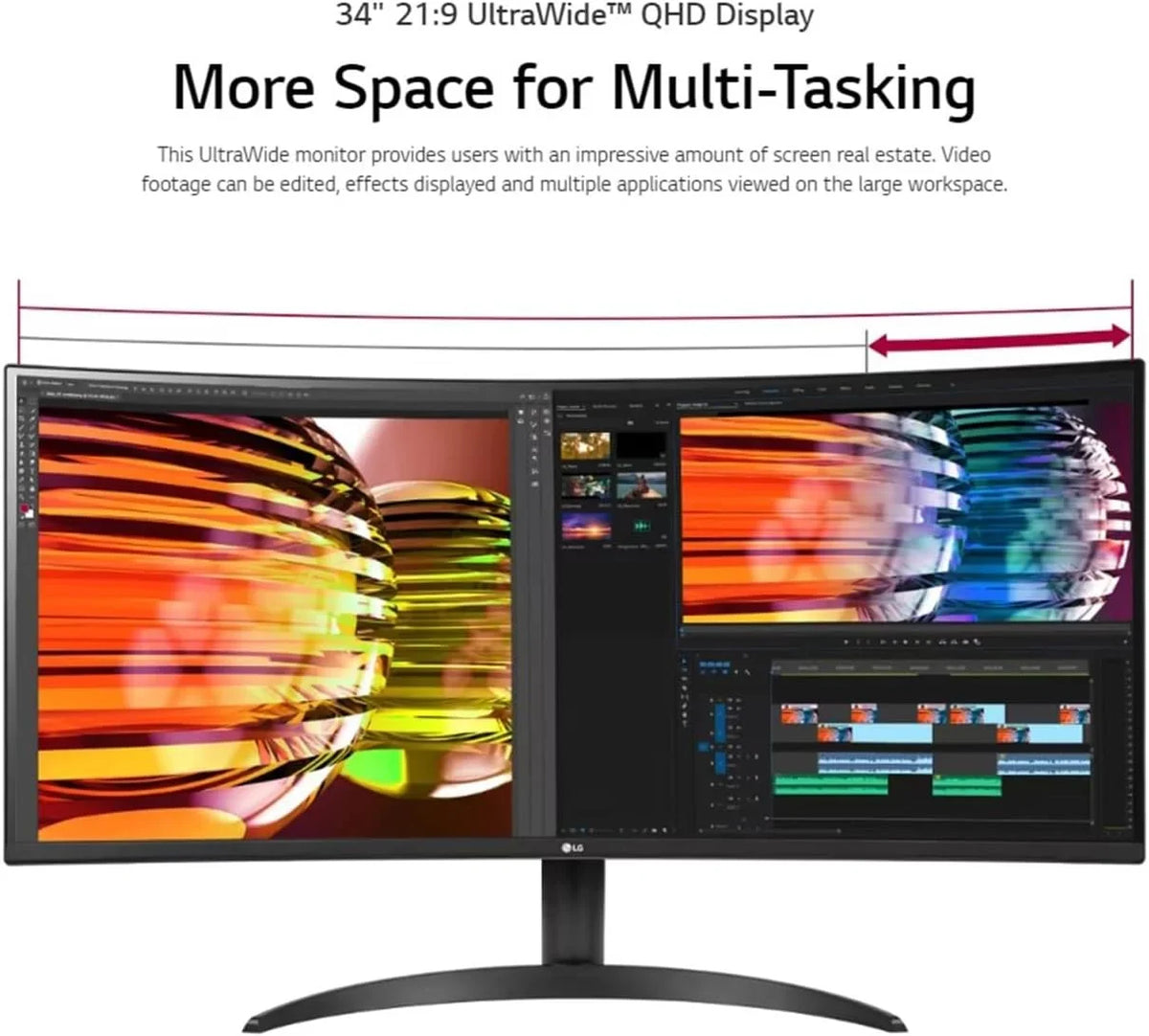 34'' Curved Gaming Monitor, 160 Hz Refresh Rate, 99% sRGB, 3440 x 1440 Display,  10,  FreeSync Premium, Bundle With Cefesfy