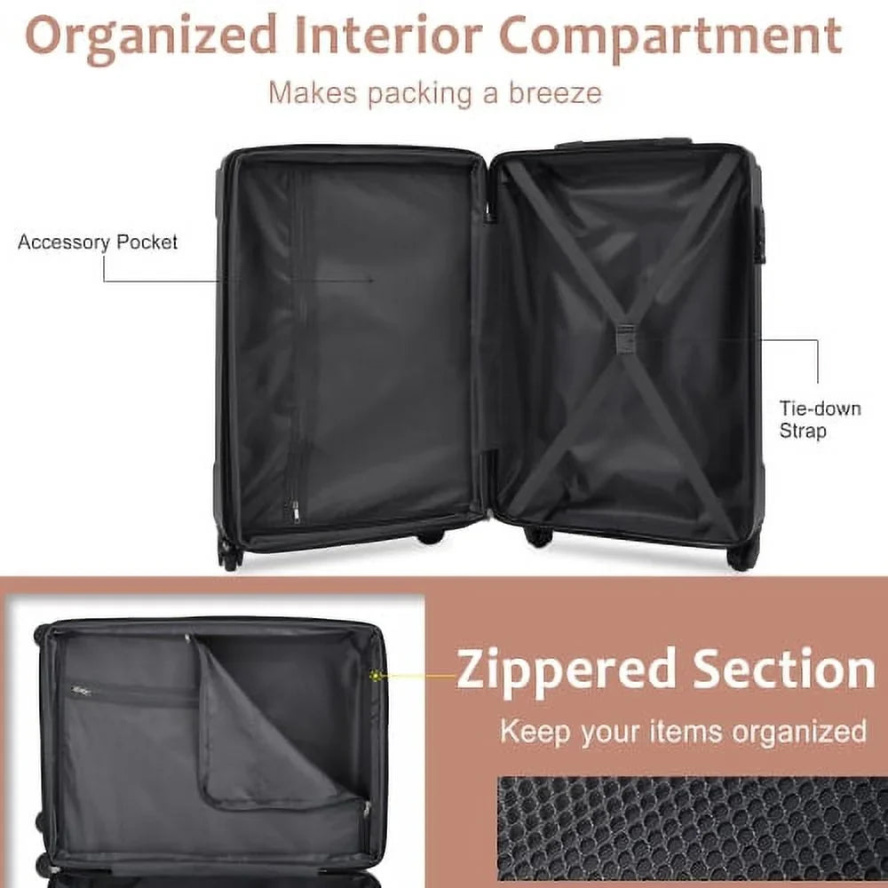 Hardshell Luggage Spinner Suitcase with  Lock Lightweight Expandable 24'' (Single Luggage)