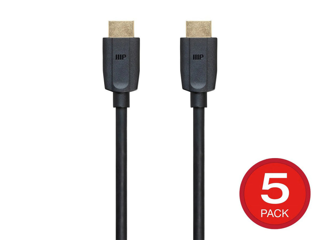 Monoprice 8K  Cable - 6 Feet - Black (5 Pack) Ultra High Speed, 8K@60Hz, Dynamic , 48Gbps, eARC, ,  FreeSync, Compatible with  5 /  5 Digital Edition / Xbox Series X & S and More -