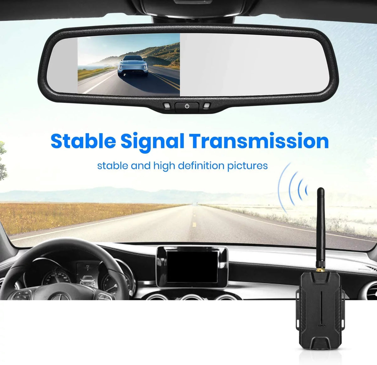 Auto-Vox Wireless Backup Camera Kit  Look Rear View Mirror Monitor for Trucks, No Wiring Installation (T1400U)