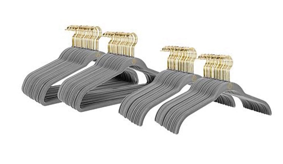 Mangano Huggable Hangers (Gray) 100-piece Anti-Microbial Clean Boss Set