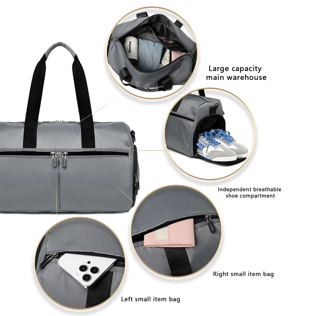 Tsseiatte Travel Duffel Bag for Women Men Overnight Bag Small Sports Bag with Dry Wet Pocket and Shoes Compartment