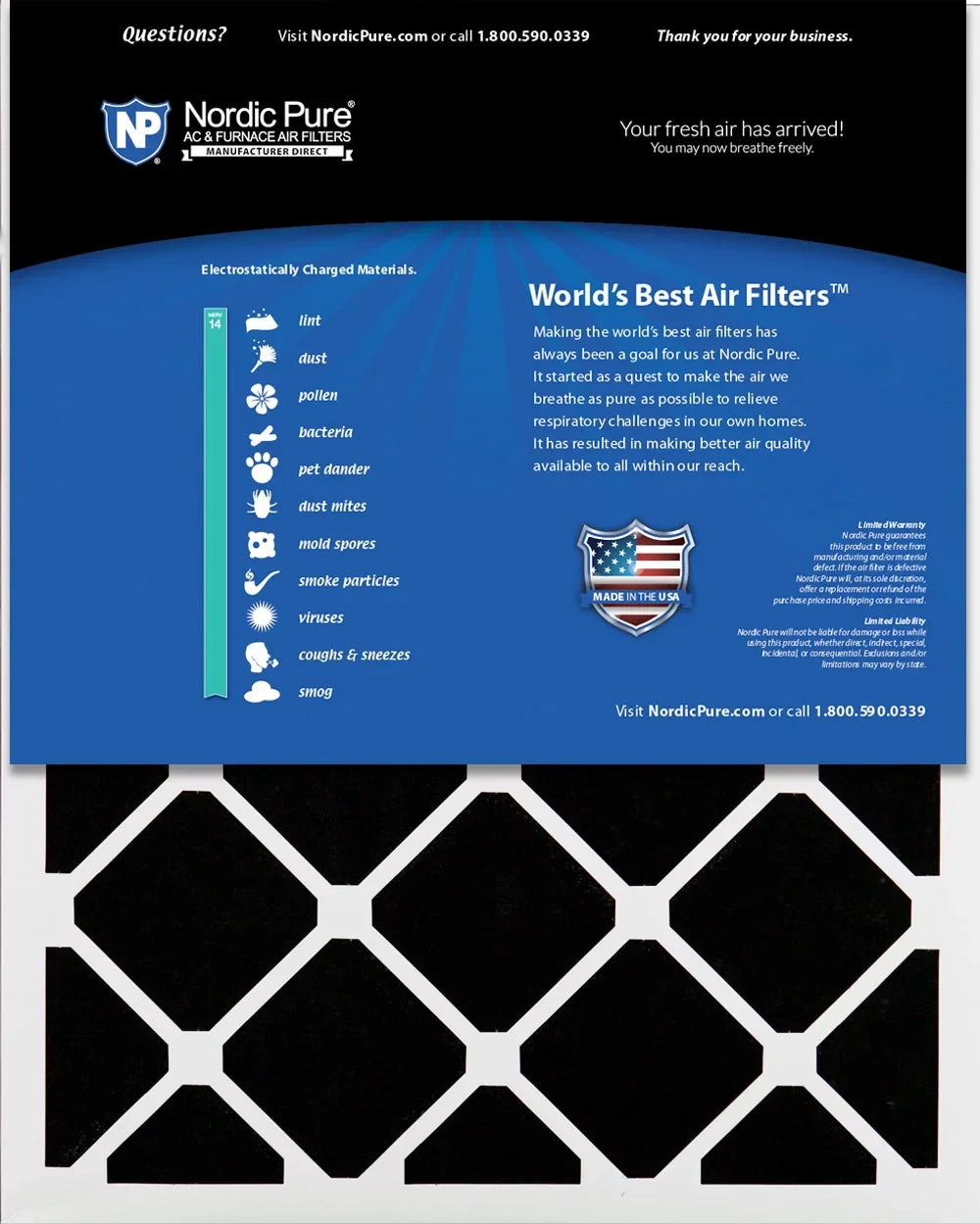 16x20x1 (15_1/2x19_1/2) Pleated Air Filters  14 Plus Carbon 6 Pack
