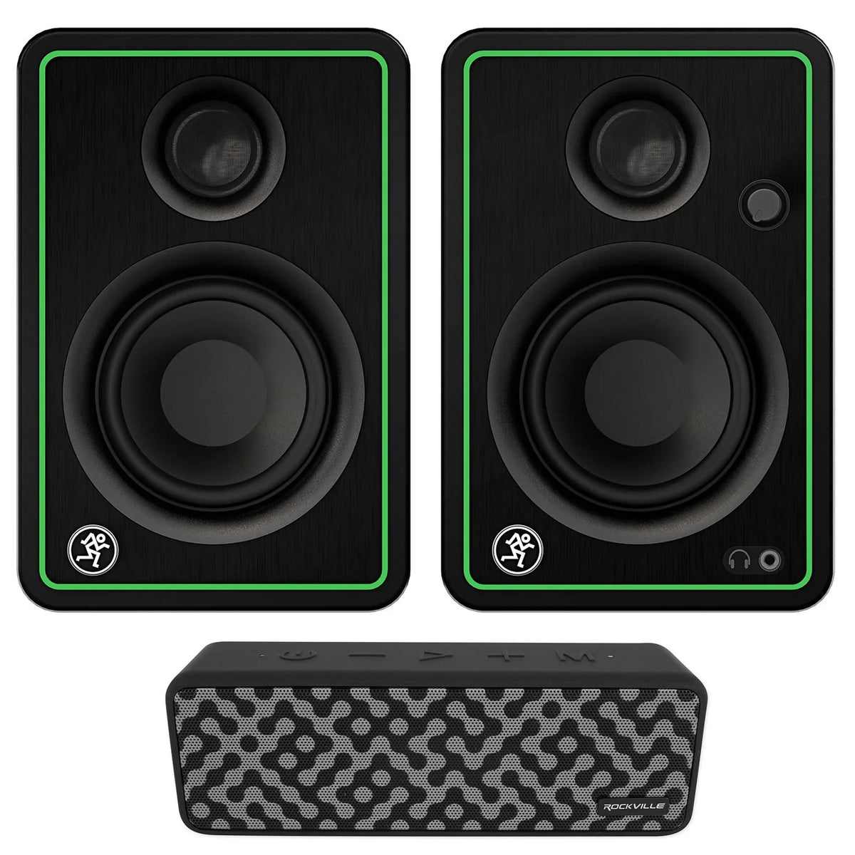 2) Mackie CR3- 3" 50w Bluetooth Reference Studio Monitors + Bluetooth Speaker
