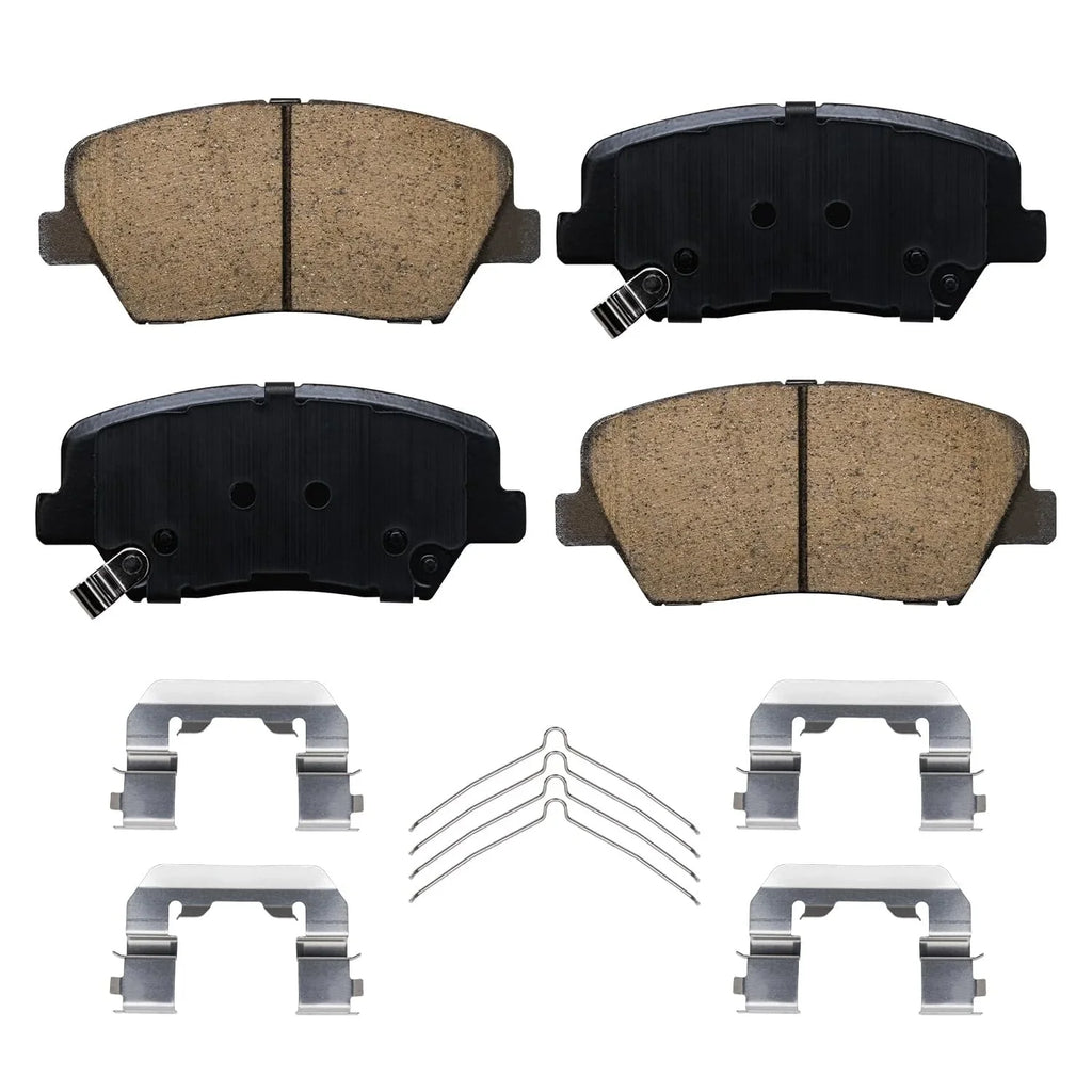 Detroit Axle - Front Brake Kit for 2016-2020 Kia Sorento 2017-2018 Hyundai Santa Fe Sport Replacement Drilled & Slotted Disc Brake Rotors Ceramic Brakes Pads: 12.6" Rotor