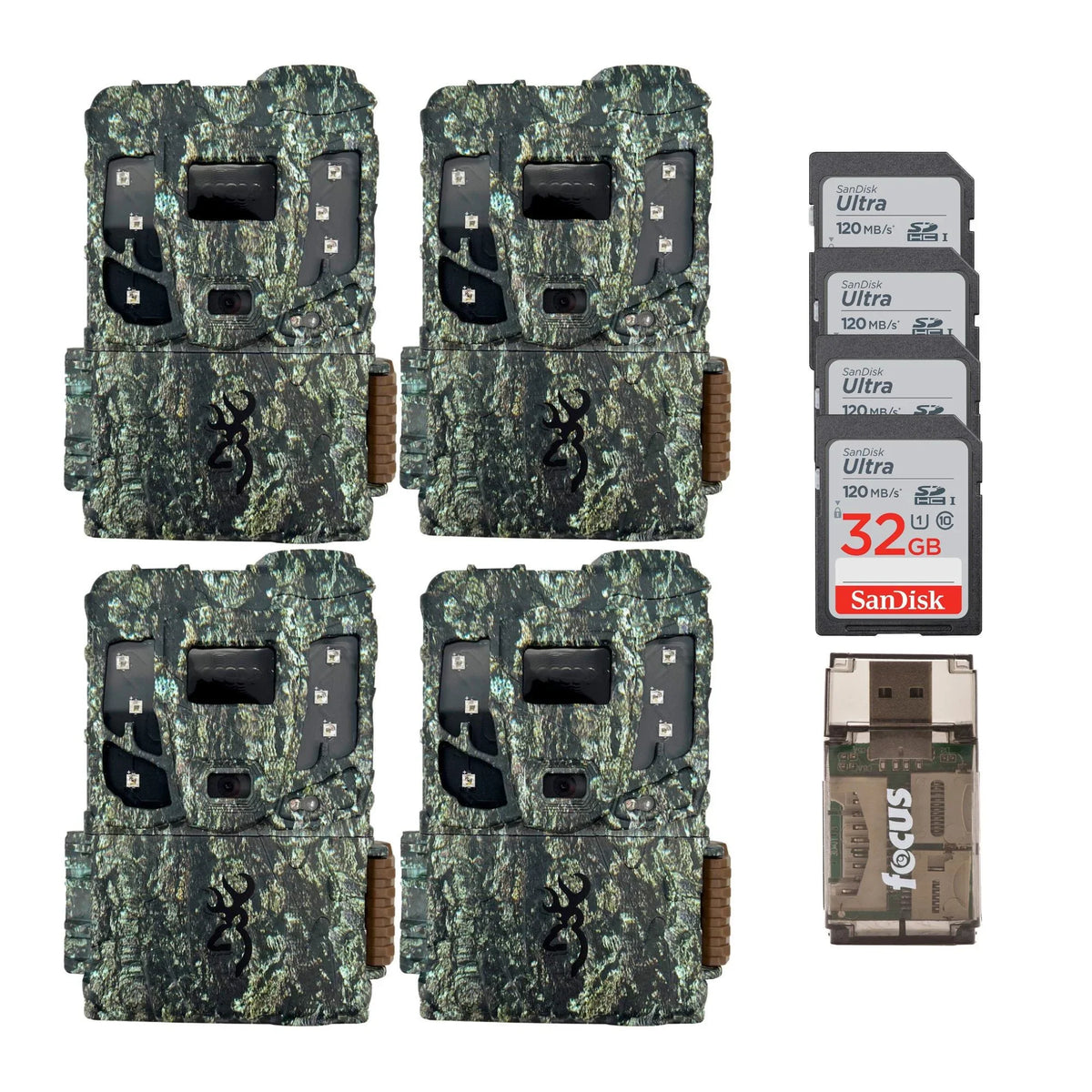 Browning 4PK Pro Scout Max Extreme  Trail Camera w/32GB M/Card & Reader