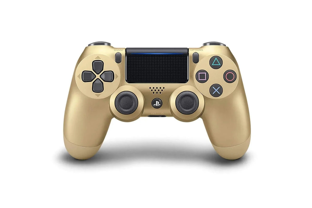 Like New PlayStation 4 DualShock Wireless Gold Controller with Earbuds   Bundle