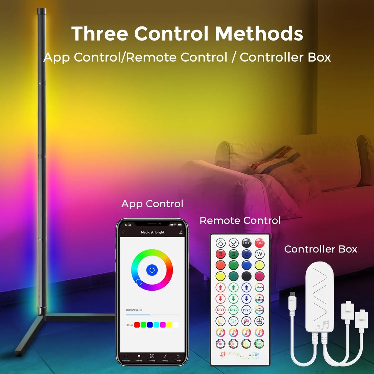 eco4life WiFi Smart Floor Standing  Lamp, Color Changing, Dimmable, Music Syn