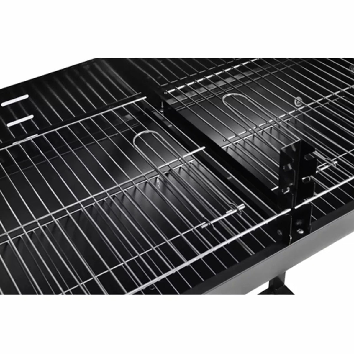 Anself Charcoal  Stand with Lower Shelf and Wheels Steel Barbecue Grill Black for Camping Cooking, Grilling, Smoking, Picnic, Hiking, Party, Garden, Patio 39.4 Inch Length