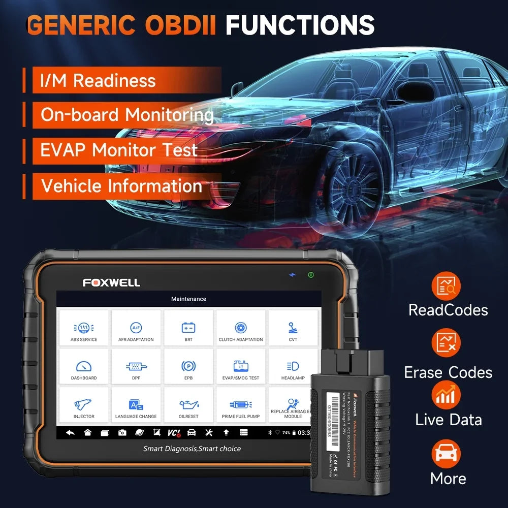 Foxwell GT60  Bluetooth OBD2 Scanner All System Automotive Diagnostic Scan Tool 24 Maintenance Functions  Bleeding Car Code Reader Auto Vin   Scanner Android Scan Tablet 2 Year Free Update