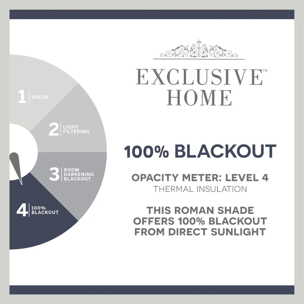Exclusive Home Bolan Botanical Total Blackout Roman Shade, 23"x 64", White