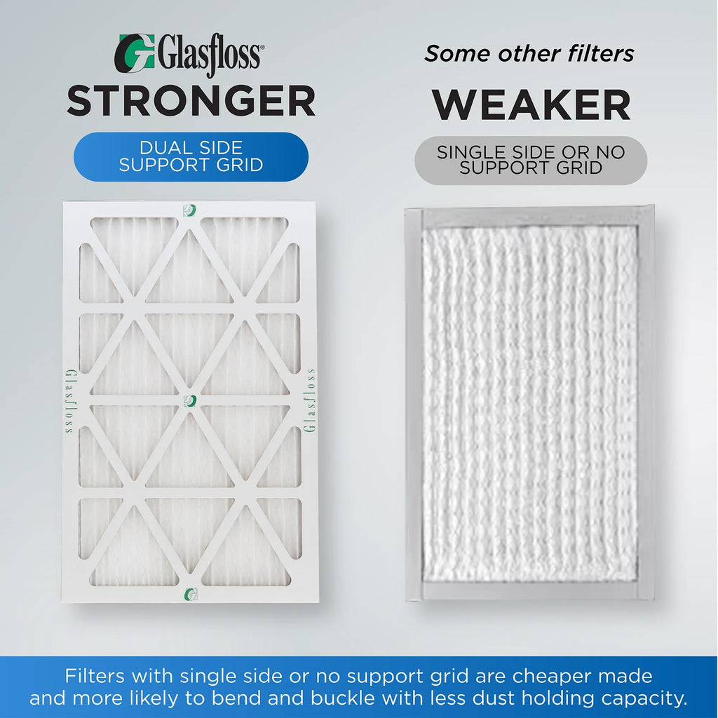 12x24x2  10 Pleated  Air Filters by Glasfloss. ( Quantity 5 ) Exact Size: 11-3/8 x 23-3/8 x 1-3/4