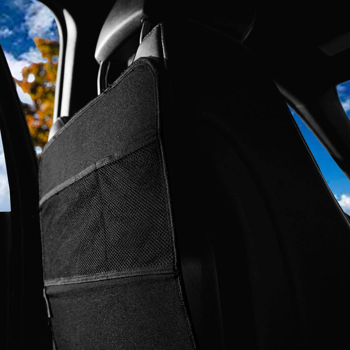 Gorla Gear Black Heavy Duty Kick Mats Back Seat Protector 2 Pack Car Seat Organizer Protection from Booster Seat Baby Toddler Kids Kicking Upgraded Bungee Hooks Universal Fit in Auto Trucks Vans