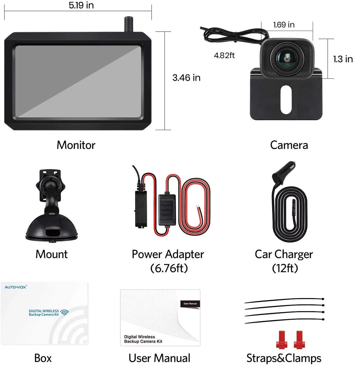 Wireless Digital BackUp Camera Kit, Dual Camera Channels Trailer Reverse Cameras, Waterproof Rear View Camera for Truck, , Car, Camper,Trailer