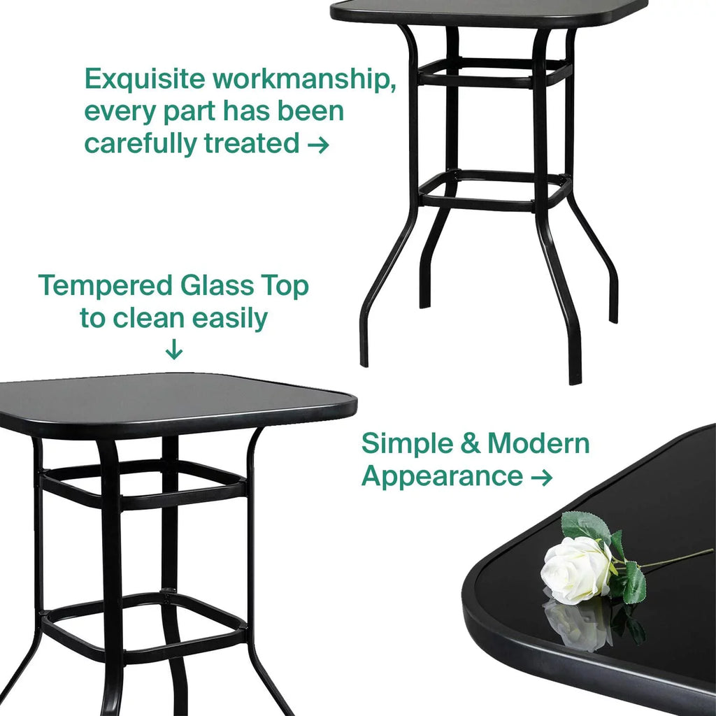 Gianna Bistro Porch Squire Shape Glass Bar Table For Poolside Decor