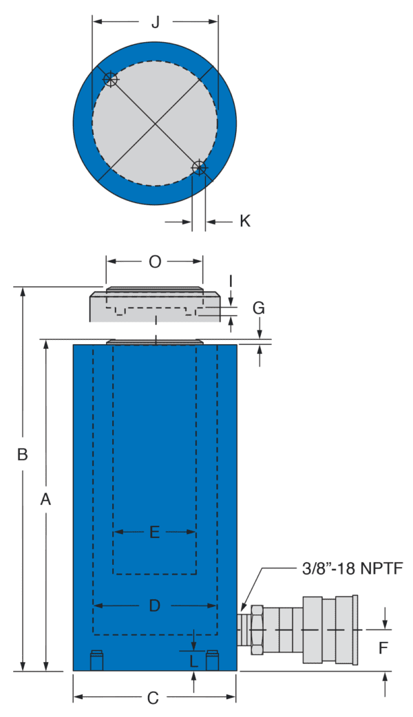 Freedom Hydraulics 30  Single Acting Aluminum Cylinder, 6.00" Stroke - SA306