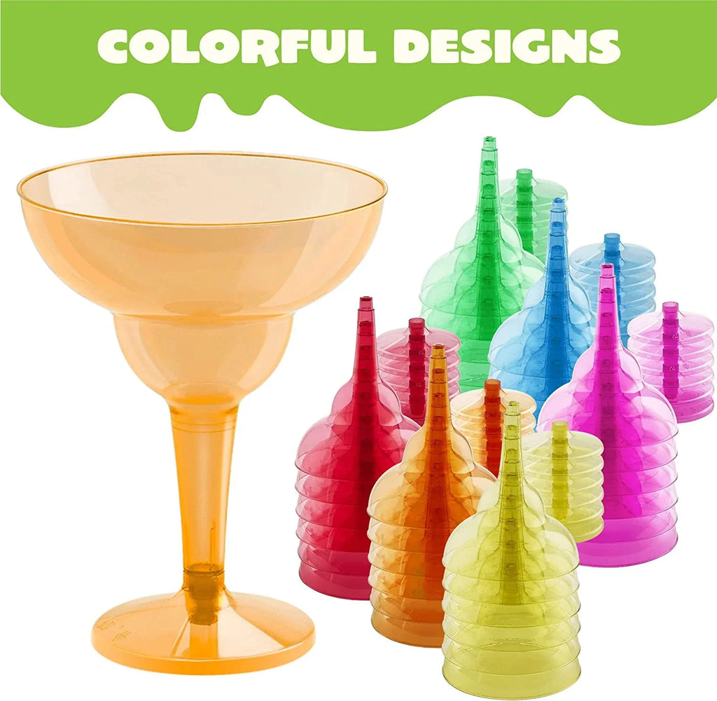48 Pcs Margarita Glasses Cinco De Mayo Decorations,12 oz Plastic Margarita Glasses Cinco De Mayo Fiesta Party Decoration for Fun,Plastic Party Cups Mexican Theme Taco Party Supplies
