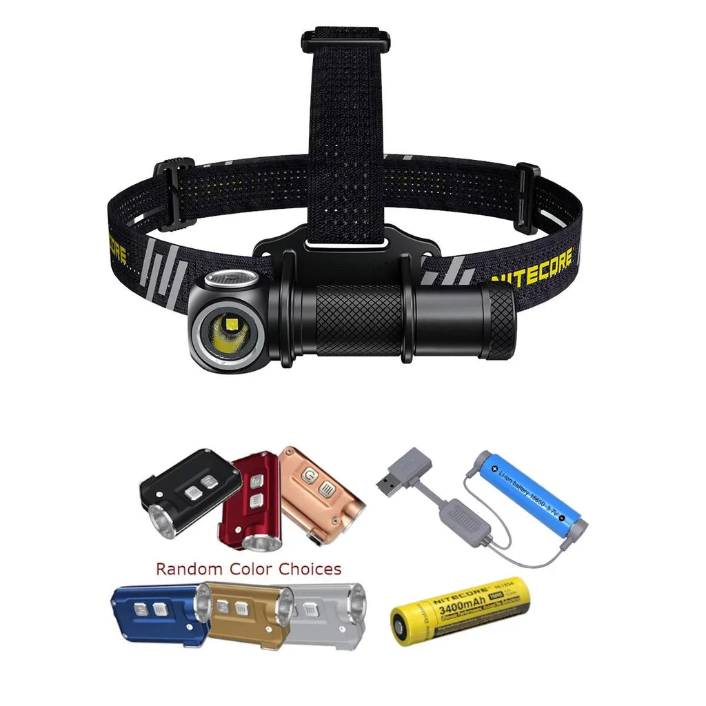 Value Bundle: Nitecore UT32 Dual Emitter Headlamp - (5700K, Cool White) - (3000K, Warm White) with 1x NL1834 Battery, 1x  Keychain Light (Random Color Choices) and Eco-Sensa A1 Magnetic Charger