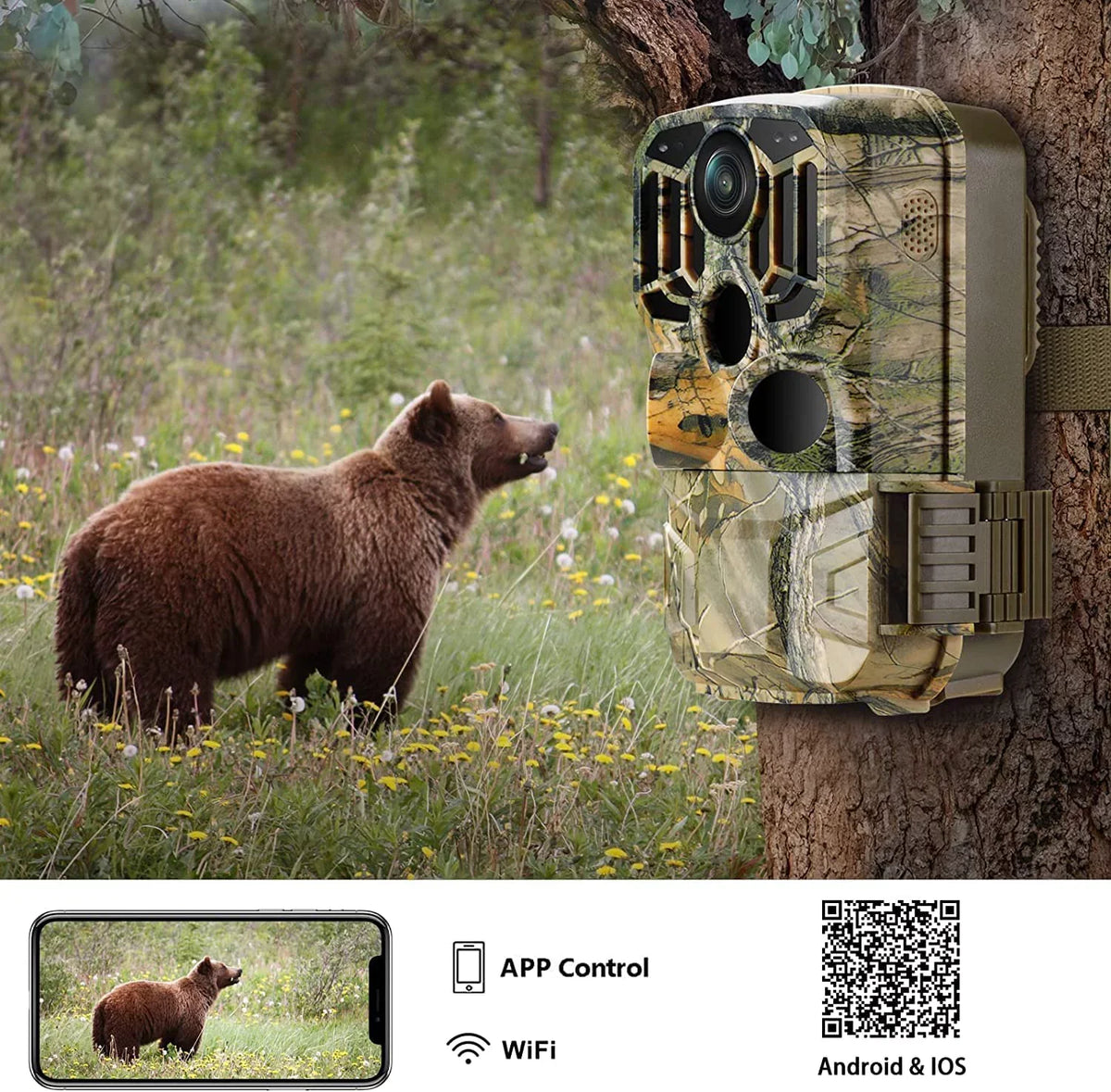 H80 WiFi Bluetooth Trail Camera 20MP 1296P Game Hunting Camera with Nigth Vision Waterproof