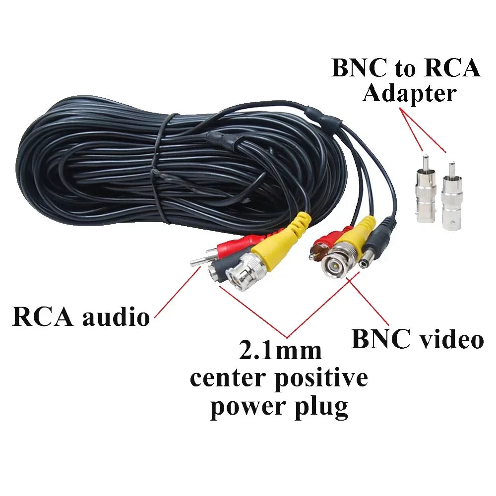 VideoSecu 4x 50ft Security Camera Audio Video Power Cable   Connector Wire Cord for  Surveillance Camera with 4CH 12V  Power b4k