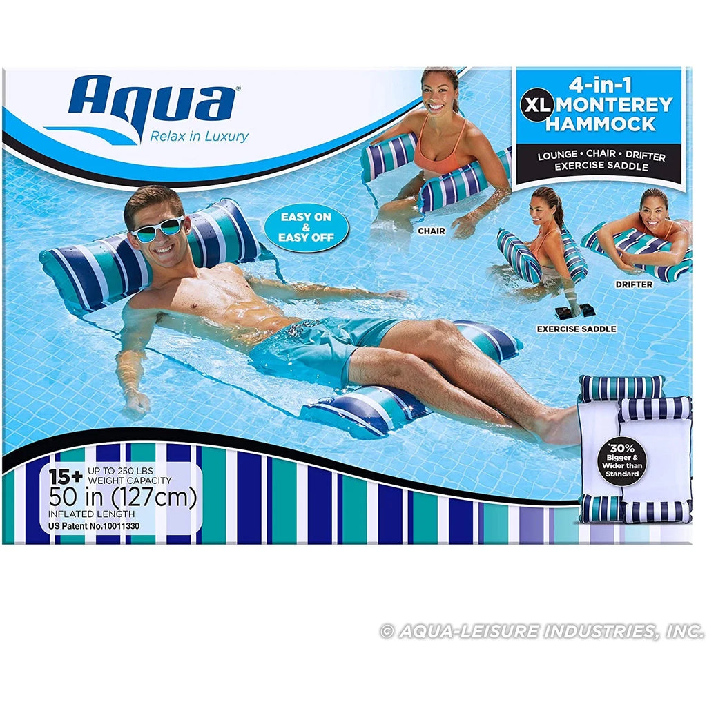 Aqua Deluxe Monterey  Hammock 4 in 1 Multi Purpose Float, Teal (2 Pack)
