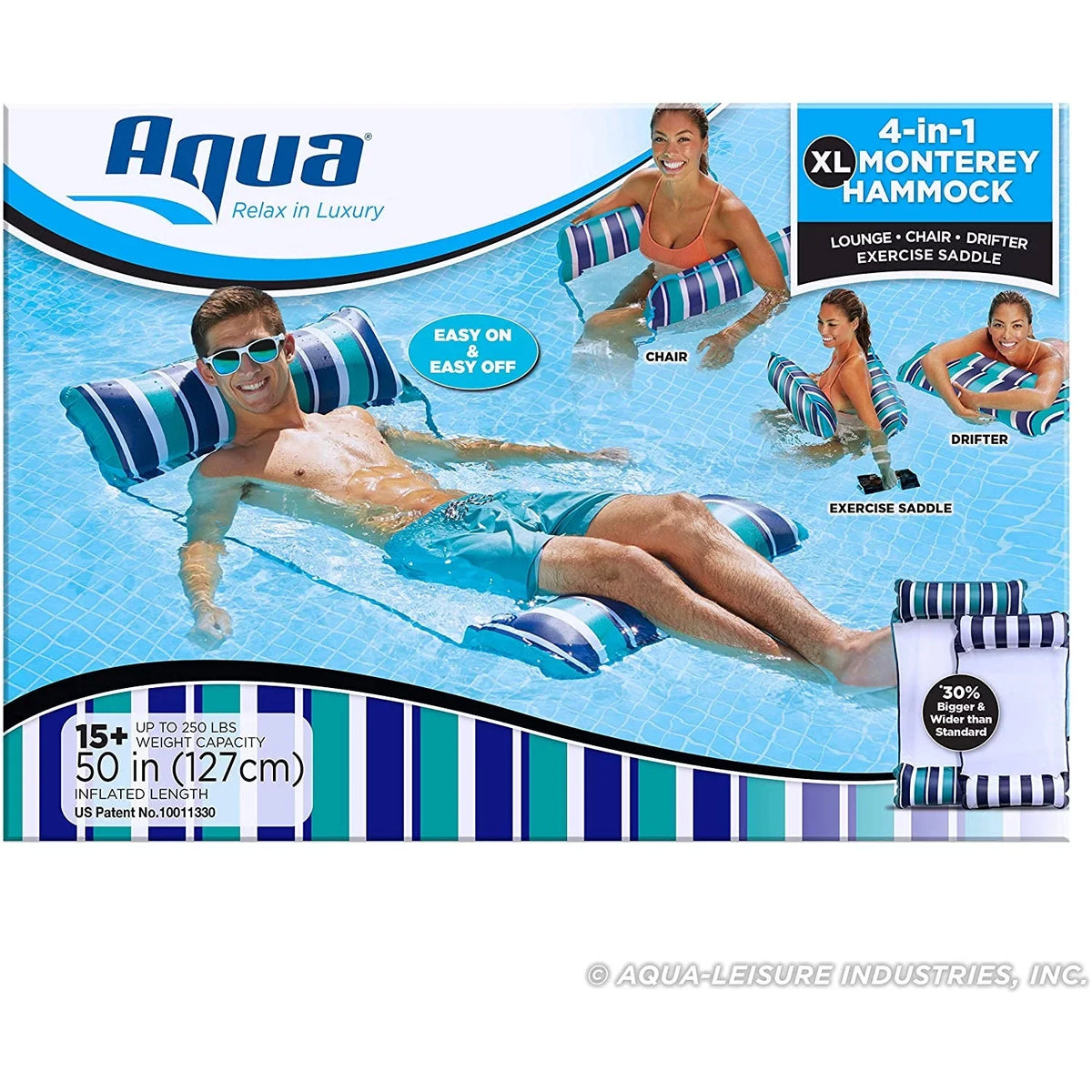 Aqua Deluxe Monterey  Hammock 4 in 1 Multi Purpose Float, Teal (2 Pack)