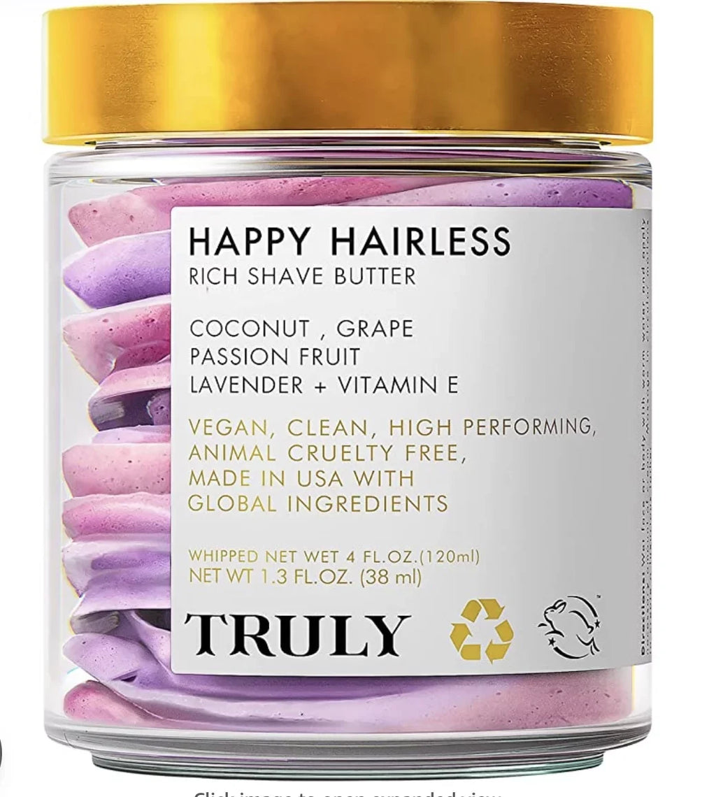 Truly Happy Hairless Shave Butter - Smooth N' Silky Shave Butter for Women With Coconut Shave Cream - Vegan and Cruelty Free Shaving Butter for Women - 1.3