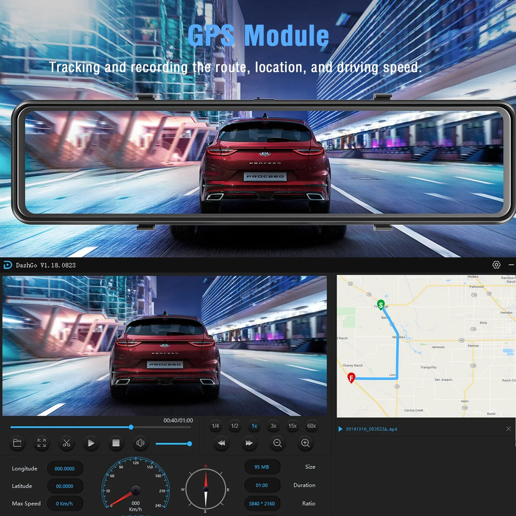 2.5K Mirror Dash Cam for Car, Dual Dash Camera Front and Rear 10" Full Touch Screen, Rear View Mirror Camera, 1080P Waterproof Reverse Backup Camera, Parking Assist, Loop Recording, G-Sensor