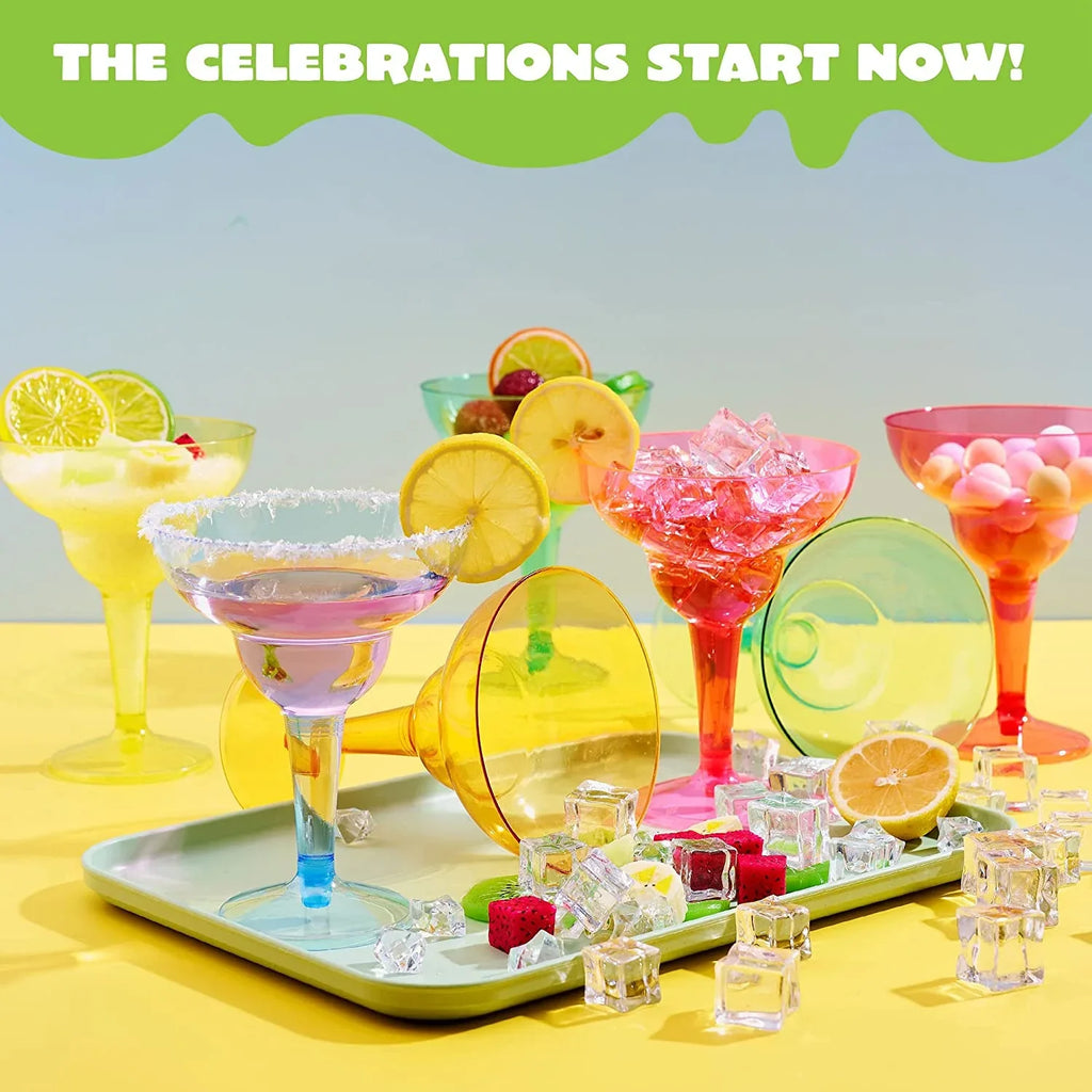 48 Pcs Margarita Glasses Cinco De Mayo Decorations,12 oz Plastic Margarita Glasses Cinco De Mayo Fiesta Party Decoration for Fun,Plastic Party Cups Mexican Theme Taco Party Supplies