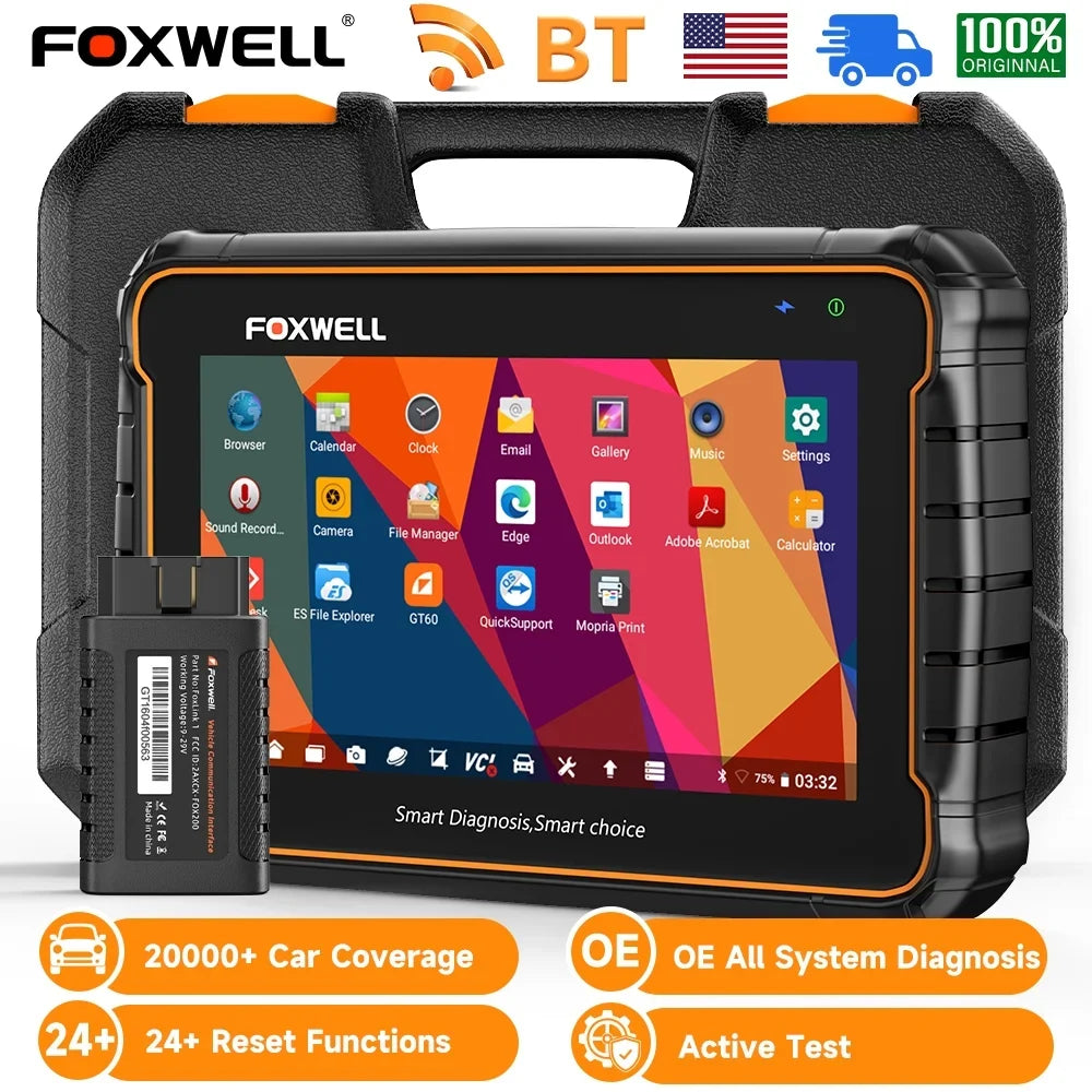 Foxwell GT60  Bluetooth OBD2 Scanner All System Automotive Diagnostic Scan Tool 24 Maintenance Functions  Bleeding Car Code Reader Auto Vin   Scanner Android Scan Tablet 2 Year Free Update