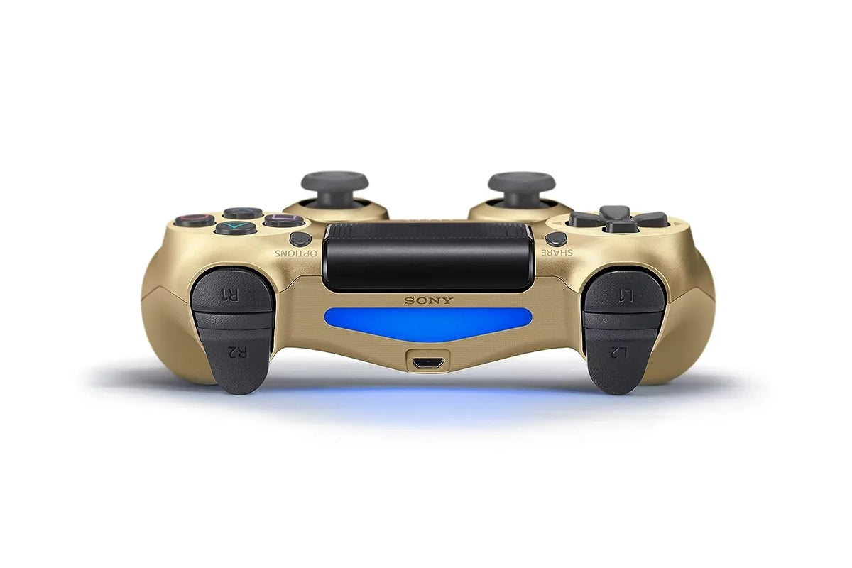 Like New PlayStation 4 DualShock Wireless Gold Controller with Earbuds   Bundle