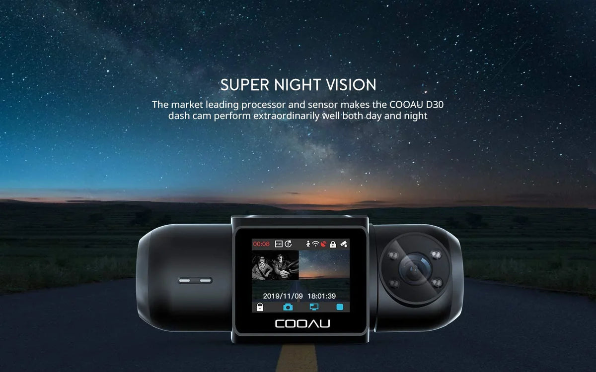 Uber Dual 1080P  Built-in  Wi-Fi Dash Cam, Front and Inside Car Camera Recorder with Infrared Night Vision, Sony Sensor, Supercapacitor, 4  LEDsG-Sensor, Parking Mode, Loop Recording (D30)