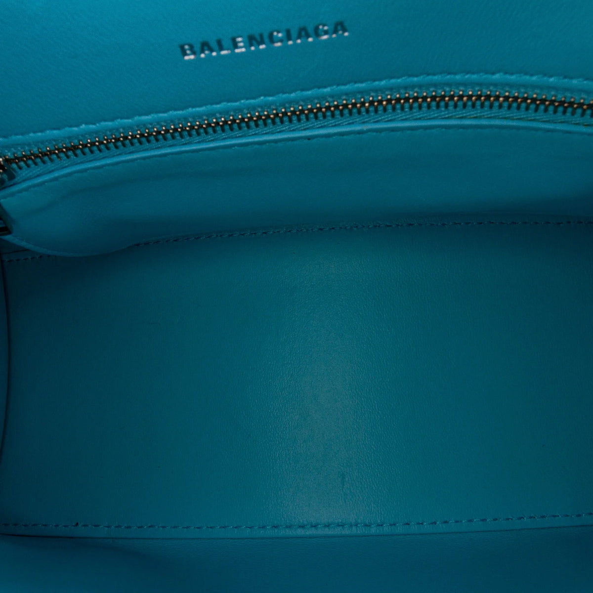 Pre-Owned Authenticated Balenciaga Hourglass S Satchel Calf Leather Blue Unisex (Good)