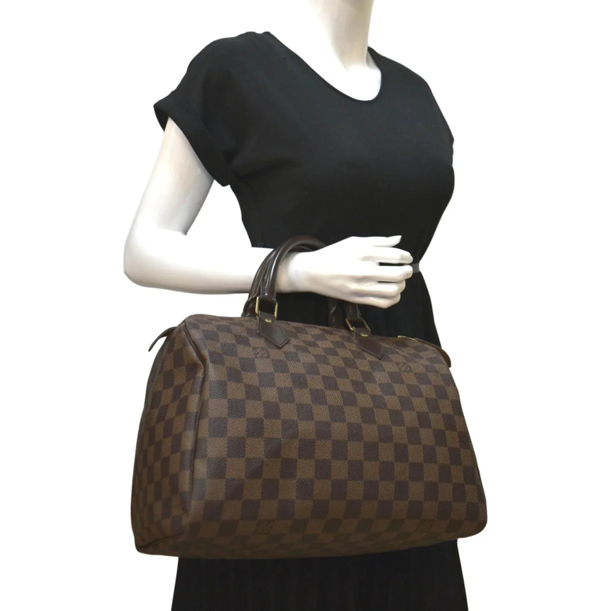 Pre-owned   Speedy 25 Damier Ebene Satchel Bag Brown
