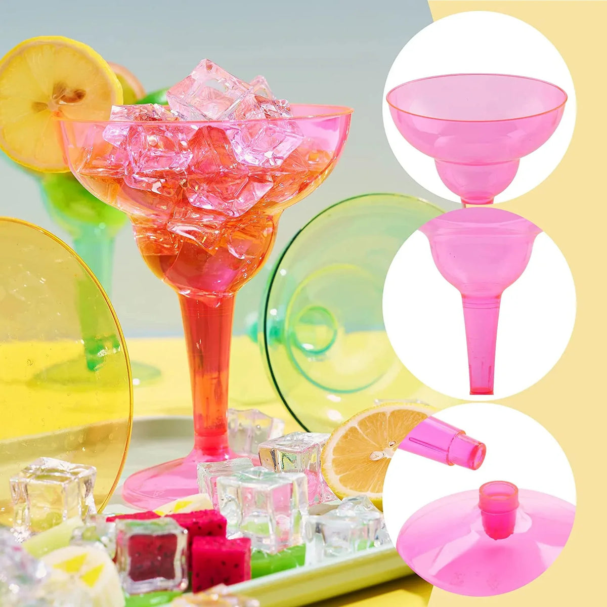 48 Pcs Margarita Glasses Cinco De Mayo Decorations,12 oz Plastic Margarita Glasses Cinco De Mayo Fiesta Party Decoration for Fun,Plastic Party Cups Mexican Theme Taco Party Supplies