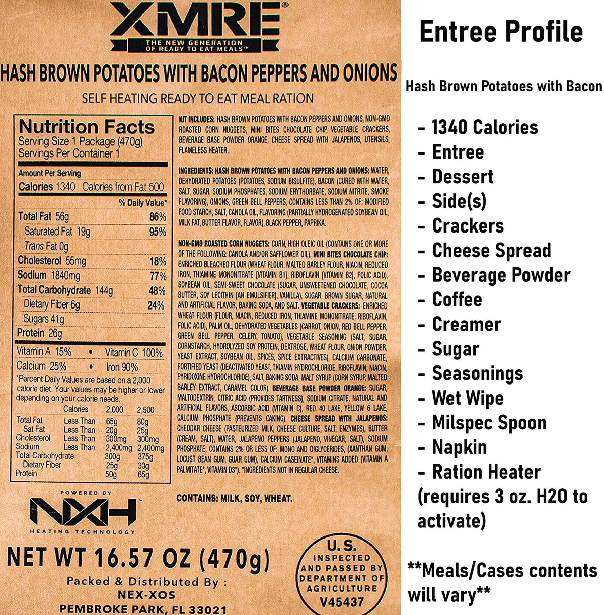 1300XT Freshly Packed in the Past 60 Days  Meals Ready to Eat. 12 Meals per Case. Includes Assortment of Delicious Entrees, Side Dishes, Beverage Mix, Military Style 1300 Calories.