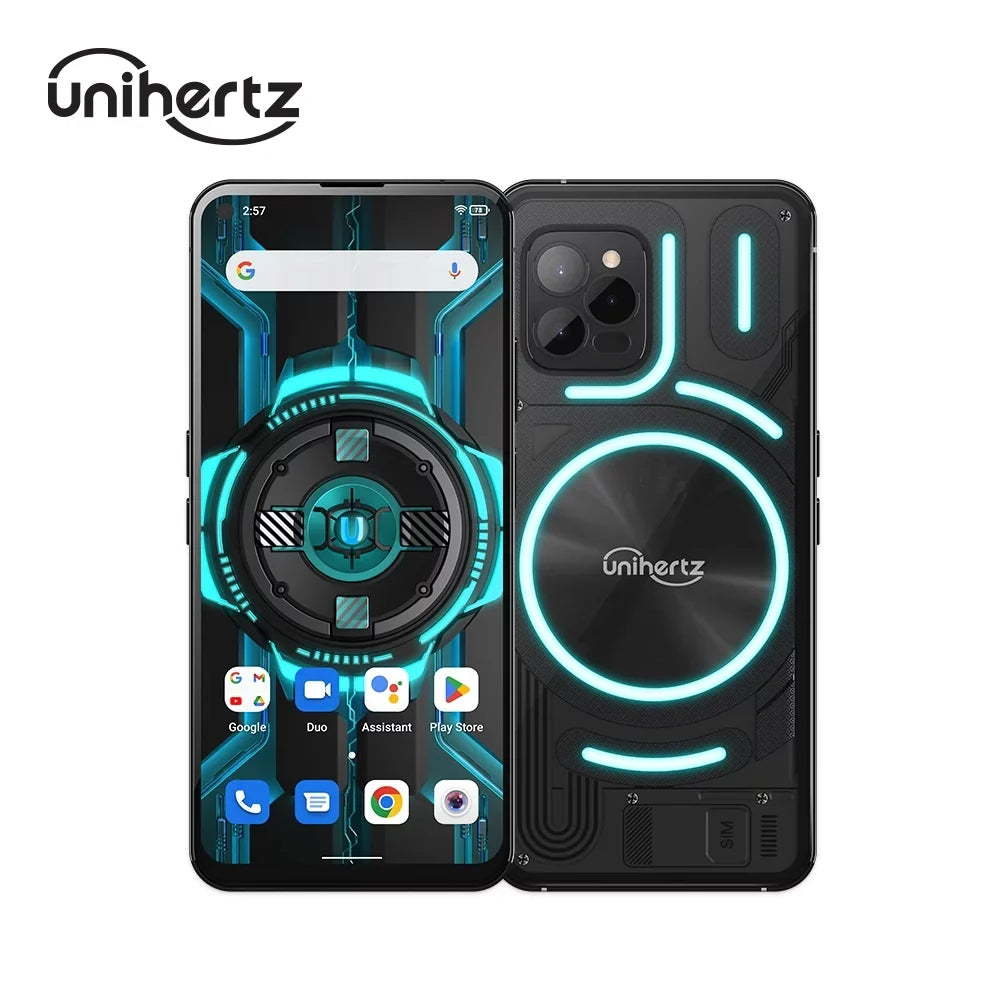 Unihertz Luna (Black) - Colorful  Light, Android 12 4G Smartphone, 108MP Camera, 5000 mAh Battery and Fast Charging, , Unlocked Smartphone with Industrial Transparent Back Design
