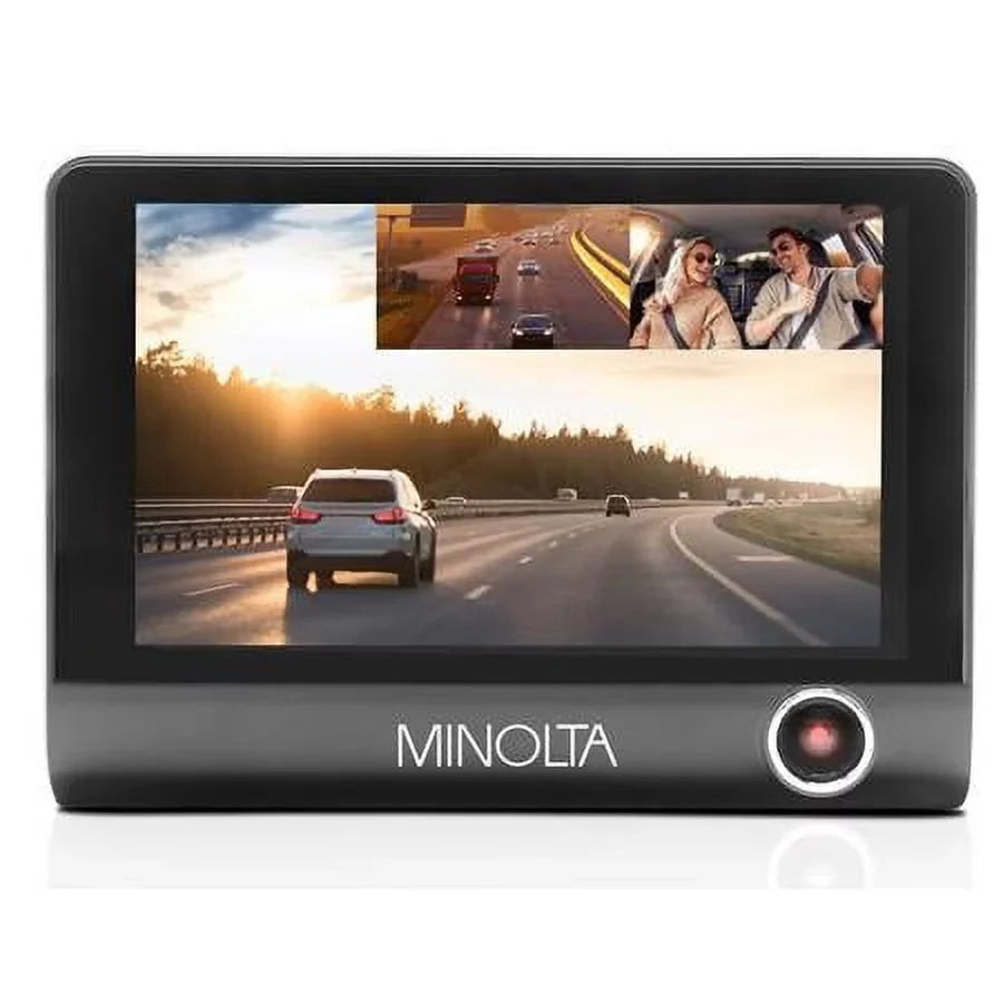 MNCD410T Full  Front and Rear View 4"  Screen Dash Camera with 3-Channel Recording, Black