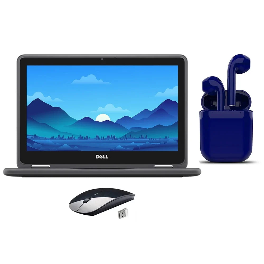 Restored Dell Chromebook 4GB  32GB Intel Celeron 11.6-inch Bundle: Wireless Mouse, Bluetooth/Wireless Airbuds By Certified 2 Day Express (Refurbished)