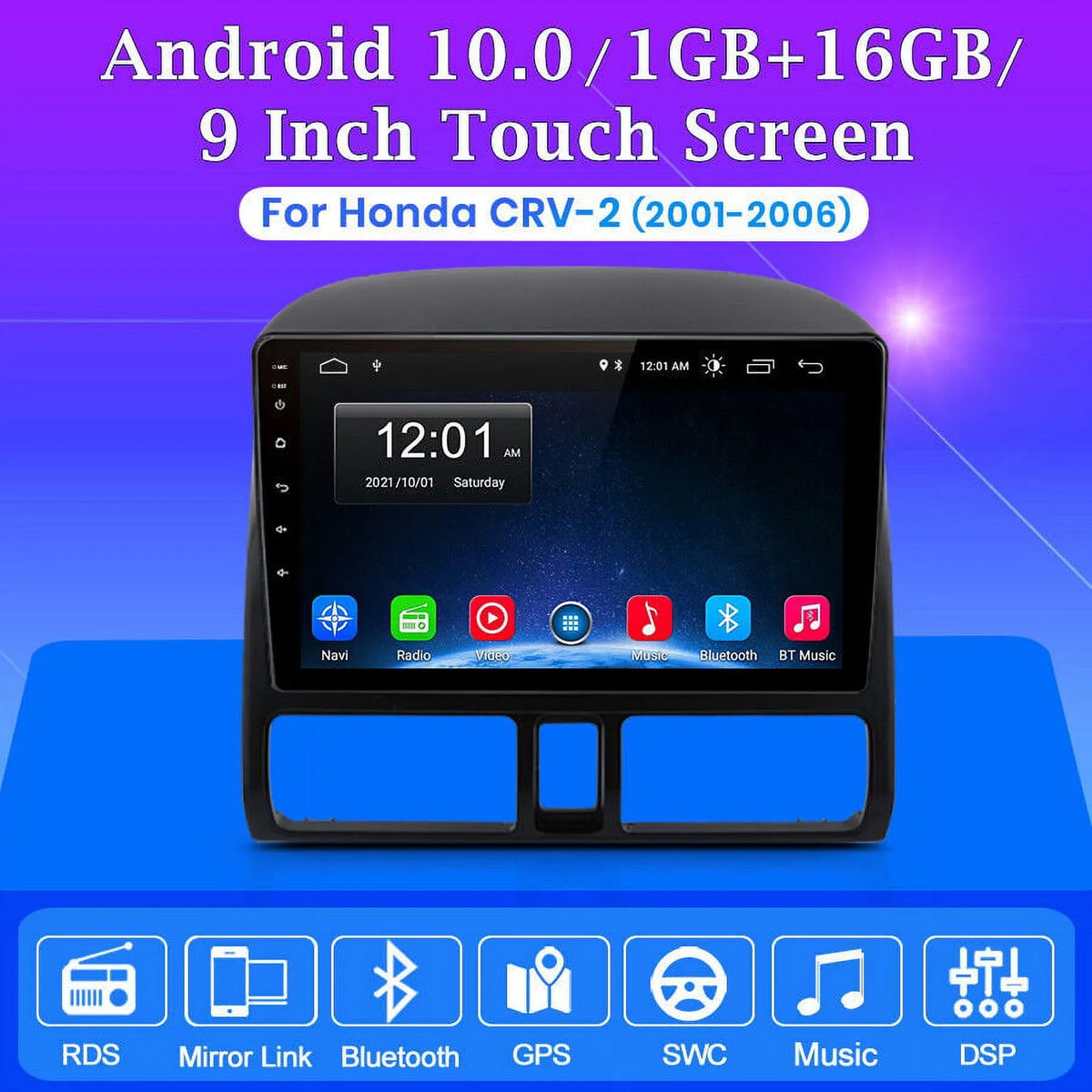 Car Stereo Radio for Honda  2001 2002 2003 2004 2005 2006,2+32GB 9 Inch Touch Screen with Wireless Carplay Android Auto  Navigator Bluetooth WiFi  Radio Mirror Link