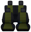 T247-Designcovers Fits 2007-2010 Jeep Wrangler  2-Door Cotton Seat Covers:Black and Hunter Green - Front & Rear Solid Bench